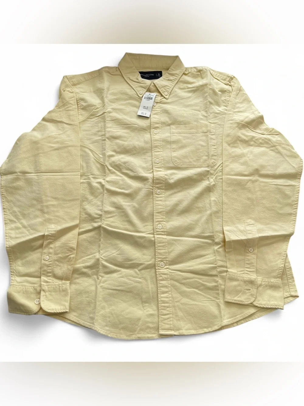 Abercrombie & Fitch Men's Pale Yellow Button-Down Shirt